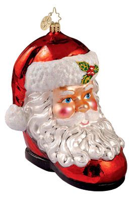 RADKO CUTE TO BOOT Santa Claus Christmas Glass Ornament  