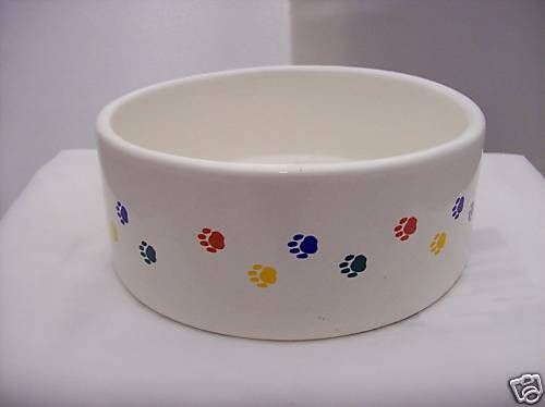 Ceramic Dog Puppy Dish Water Food Paw Print 7 Pastel  