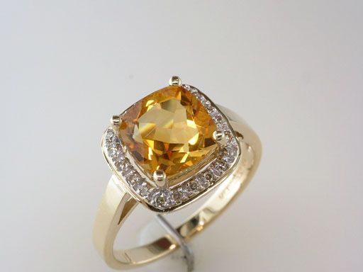 Genuine Citrine Diamond 3.25ct 14K Yellow Gold Engagement Wedding Ring