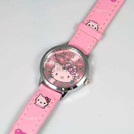 Pink Cute Lovely Alloy Colorful Bowknot Quartz Hellokitty Kid Girls 