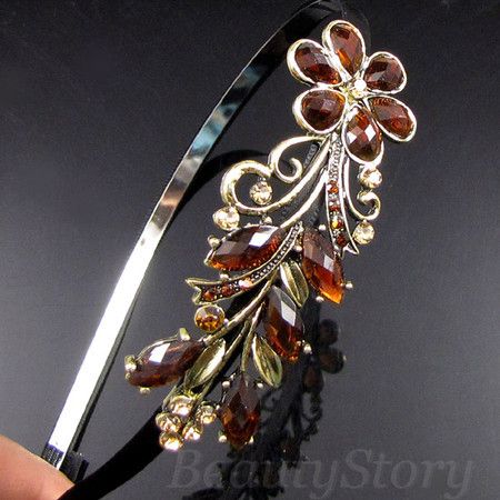 ADDL Item  antiqued rhinestone crystal flower hair band 