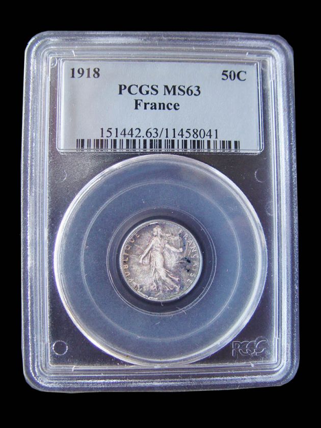 1918 France PCGS MS63 Colorful Toned 50 Centimes  