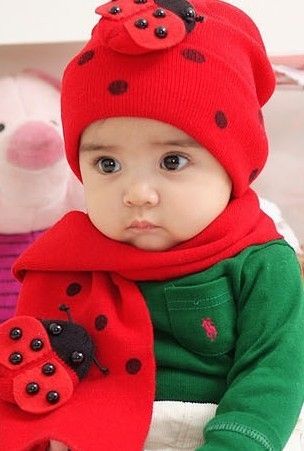 Warm Bettle/Bee Baby Child Hat & Scarf Two Piece Suit  