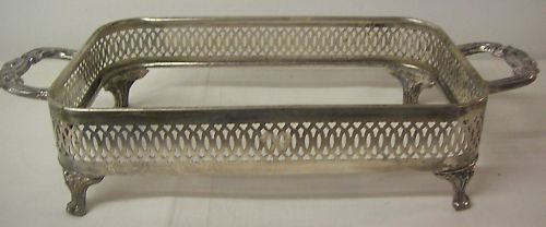 Silver Plate CASSEROLE DISH STAND 13 long x 5.75 wide  
