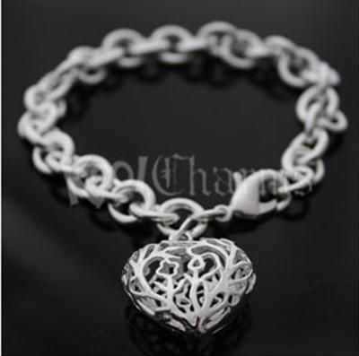 Silver Hollow Heart Tag Bracelet Xmas Gifts BHP  