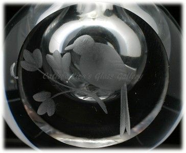 Orrefors Scandinavian Crystal Perfume Bottle Cut Glass Bird Image 