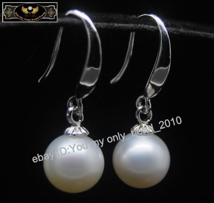MP Fine 7 8mm AAA+ white dangle pearl earrings 925S  