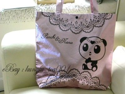 Panchi & Nana Panda Bear Nonwoven Shopping HandBag Shoulder Bag  Black 