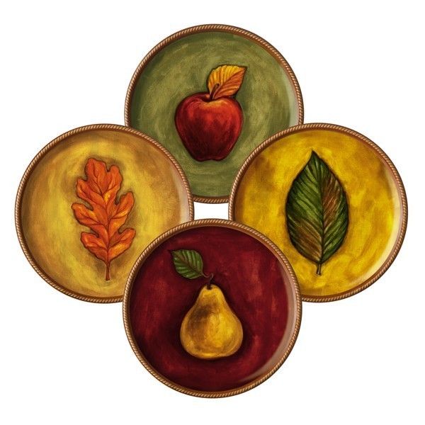 Grasslands Road Ceramic Autumn Leaf & Fruit Design Accent Dinner 