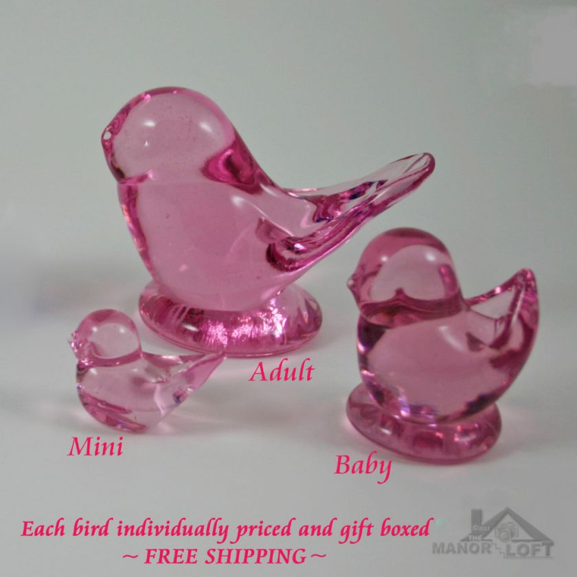   Pink Bird of Hope Handcrafted Glass Figurine  New Gift Boxed  