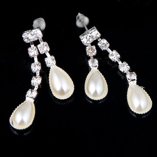 Baroque pure white pearl set flower pendant necklace dangle earring 