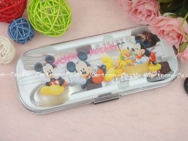 Mickey Mouse Tableware Chopsticks Spoon Fork Set 16186  