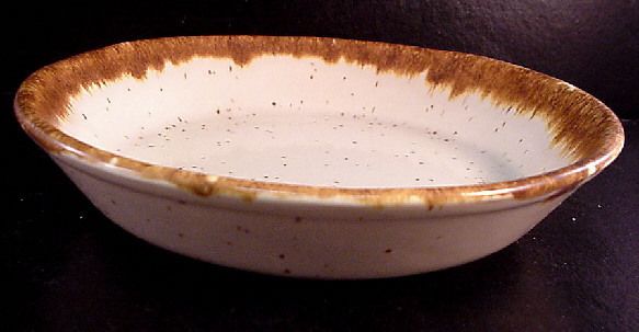 McCoy Pottery Graystone 6 3/4 Cereal/Soup Bowl EUC Brown Rim Marked 