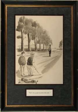  ADDAMS   NEW YORKER Cartoon (1939) Orig Art LINCOLN on the GOLF COURSE