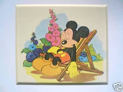 Mickey Mouse Sleeping Vintage 1940s Disney print RARE  
