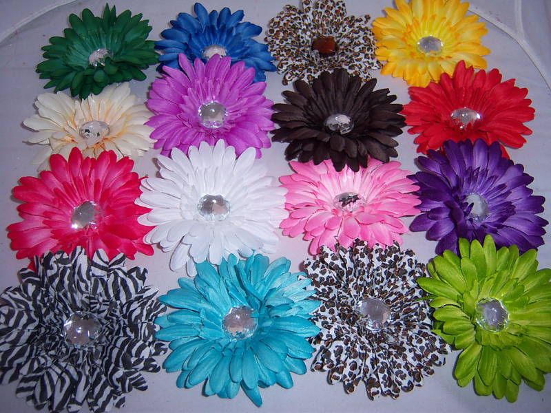 wholesale PICK 1 GERBERA daisy FLOWER hair bow CLIP pin up GERBER 